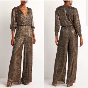 boden metallic plisse palazzo jumpsuit size 4P new without tags